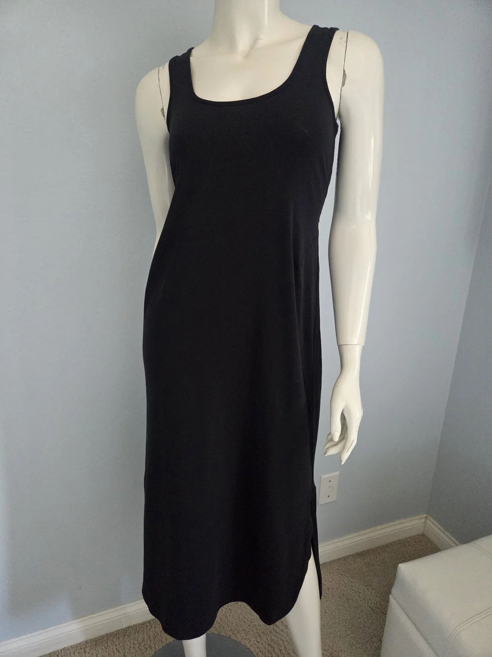 Lululemon Pima Cotton Black Midi Sleeveless Tank Cutout Back Dress Size 4